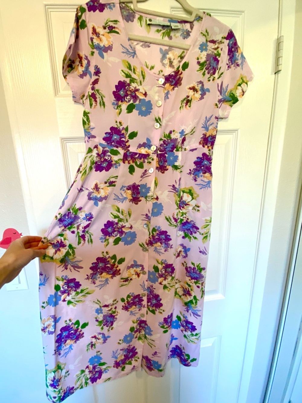 Ella Simone Floral Button-Front Women’s Dress in Light Pink Sz Small S